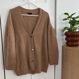 Quince Mongolian Cashmere Oversized Boyfriend Cardigan Sweater